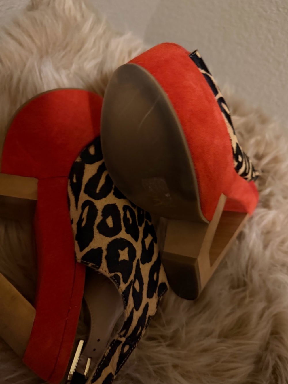 DV by Dolce Vita Animal Print and Orange Platform Heels - Picture 3 of 3